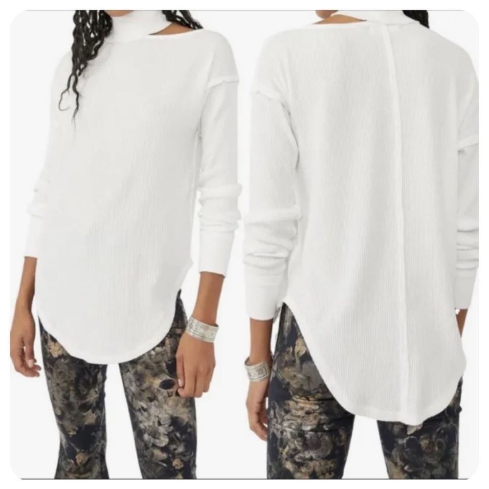 Free People Just For You Cutout Thermal Turtleneck Large
